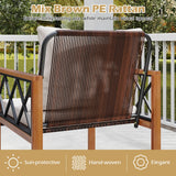 Costway 5-Pc PE Wicker Patio Dining Furniture Set Acacia Wood Frame 85959283 New