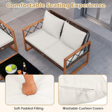 Costway 5-Pc PE Wicker Patio Dining Furniture Set Acacia Wood Frame 85959283 New