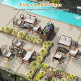 Costway 5-Pc PE Wicker Patio Dining Furniture Set Acacia Wood Frame 85959283 New