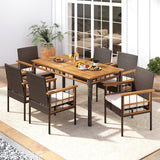 Costway 7-Piece PE Wicker Patio Dining Set Garden Backyard 76137210 New
