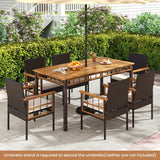 Costway 7-Piece PE Wicker Patio Dining Set Garden Backyard 76137210 New