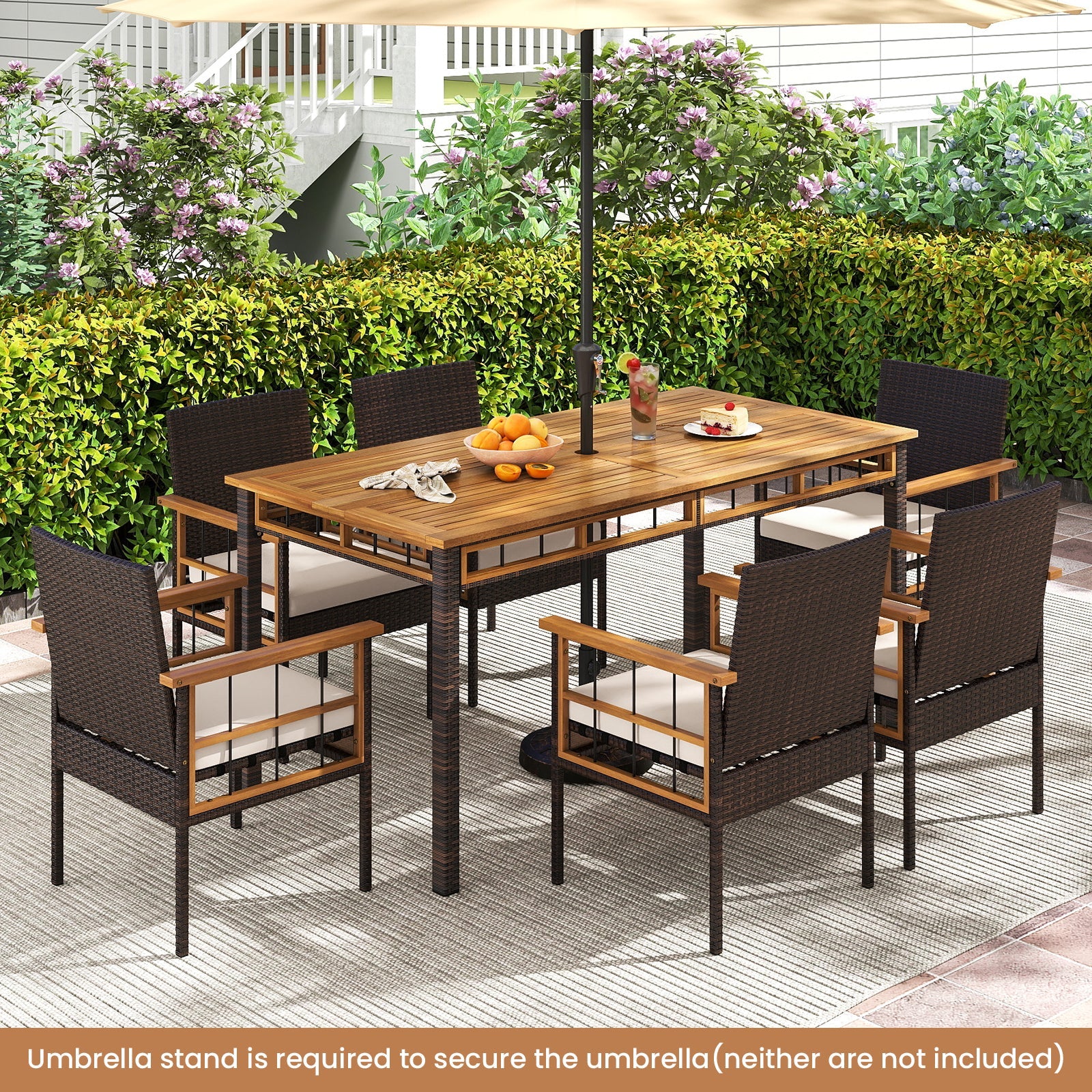 Costway 7-Piece PE Wicker Patio Dining Set Garden Backyard 76137210 New