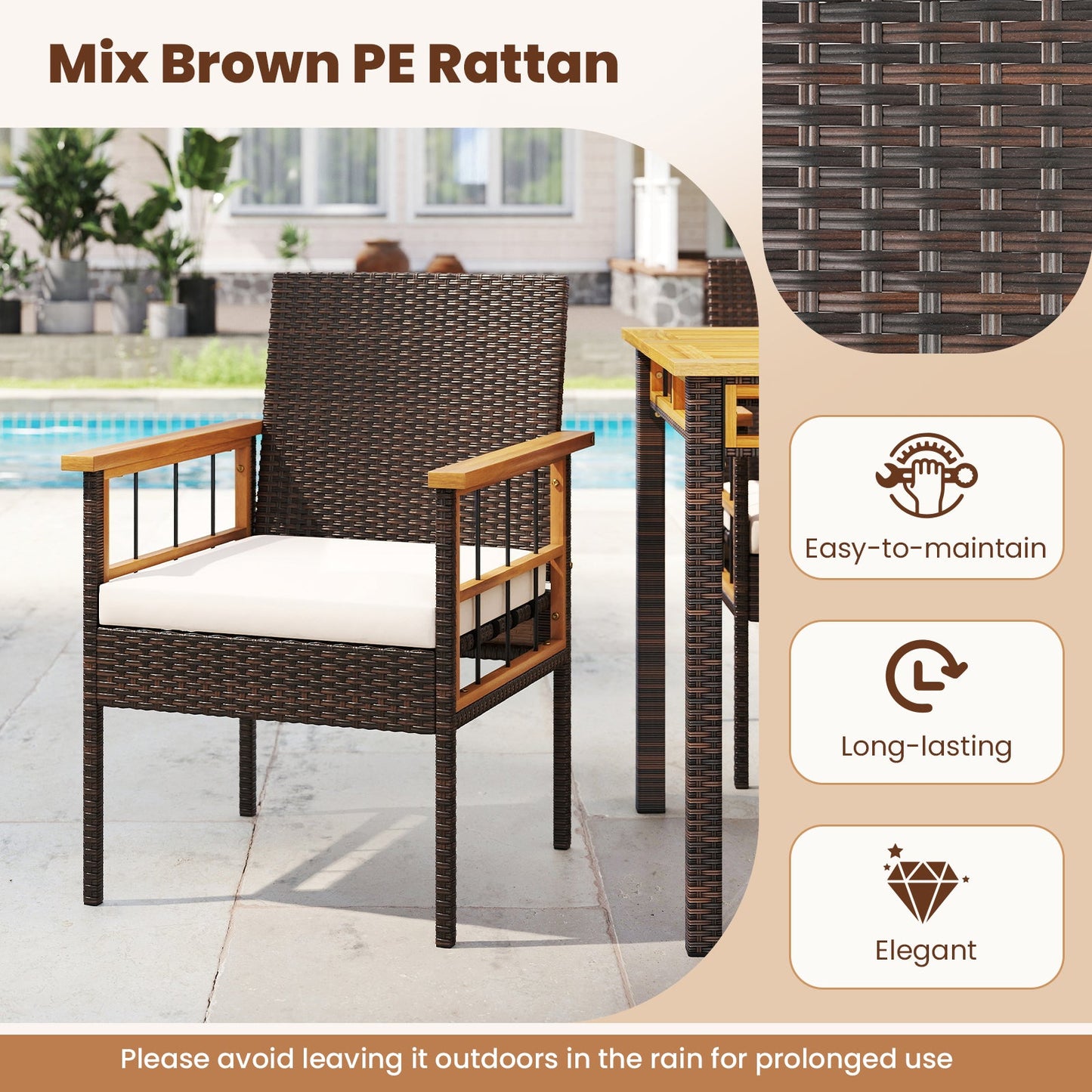 Costway 7-Piece PE Wicker Patio Dining Set Garden Backyard 76137210 New