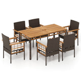 Costway 7-Piece PE Wicker Patio Dining Set Garden Backyard 76137210 New