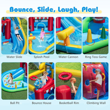 Costway Inflatable Water Park Splash Pool 50 Ocean Balls 750W Blower 31831448 New