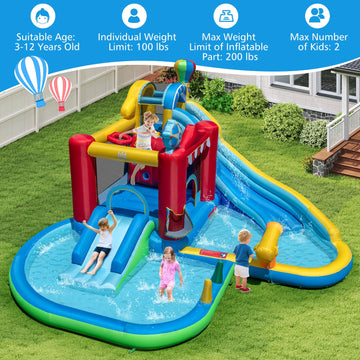 Costway Inflatable Water Park Splash Pool 50 Ocean Balls 750W Blower 31831448 New