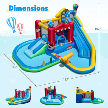 Costway Inflatable Water Park Splash Pool 50 Ocean Balls 750W Blower 31831448 New