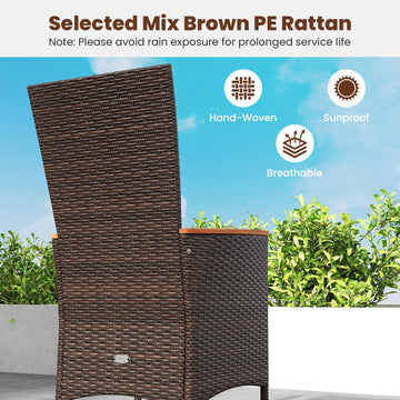 Costway 7-Pc Outdoor Patio Dining Set for 6 Wicker Armchairs Acacia Wood Table 36385210 New