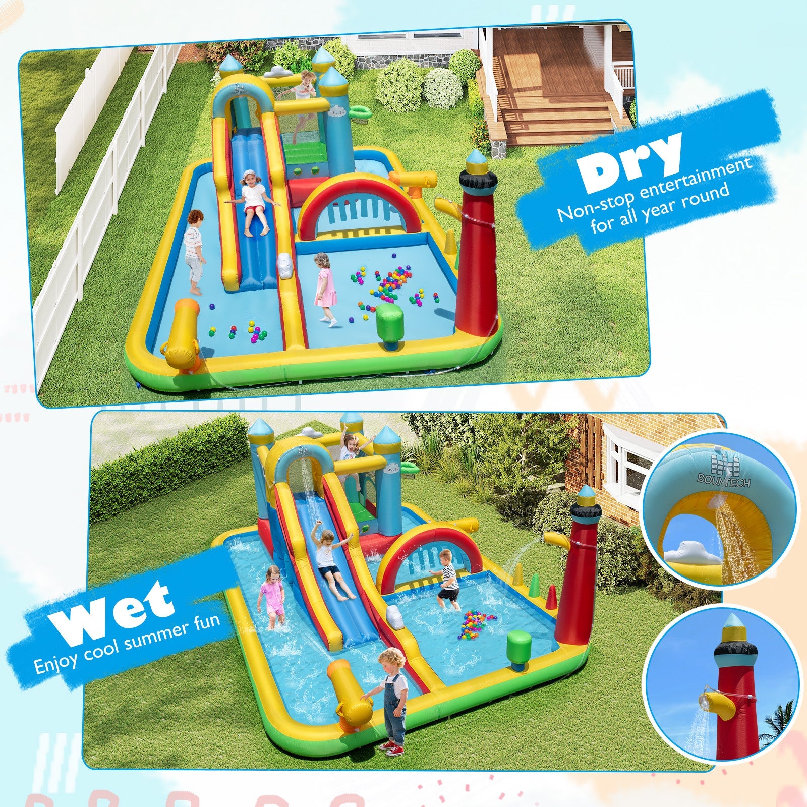 Costway Inflatable Water Slide Jumping Area Climbing Wall 61205588 New