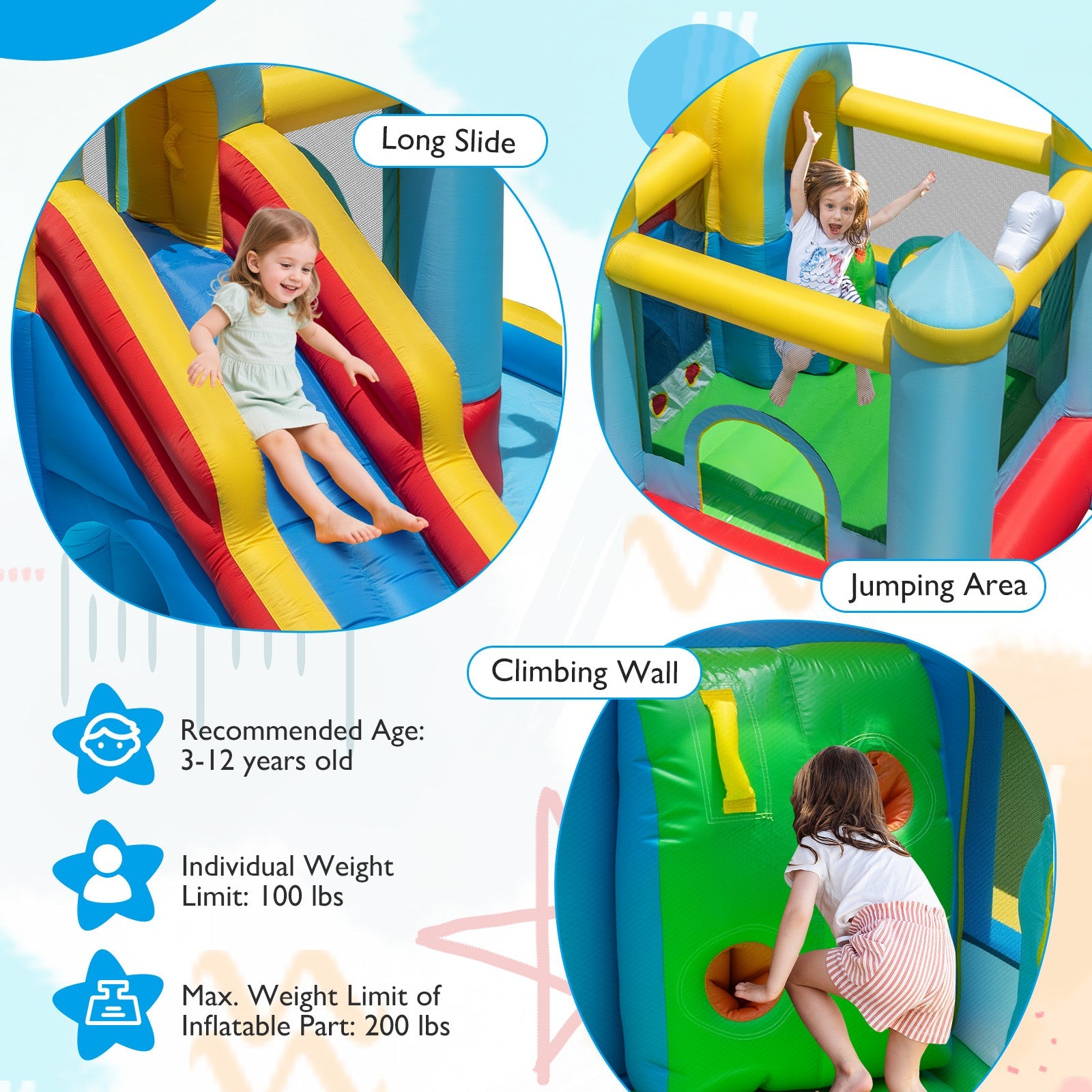 Costway Inflatable Water Slide Jumping Area Climbing Wall 61205588 New