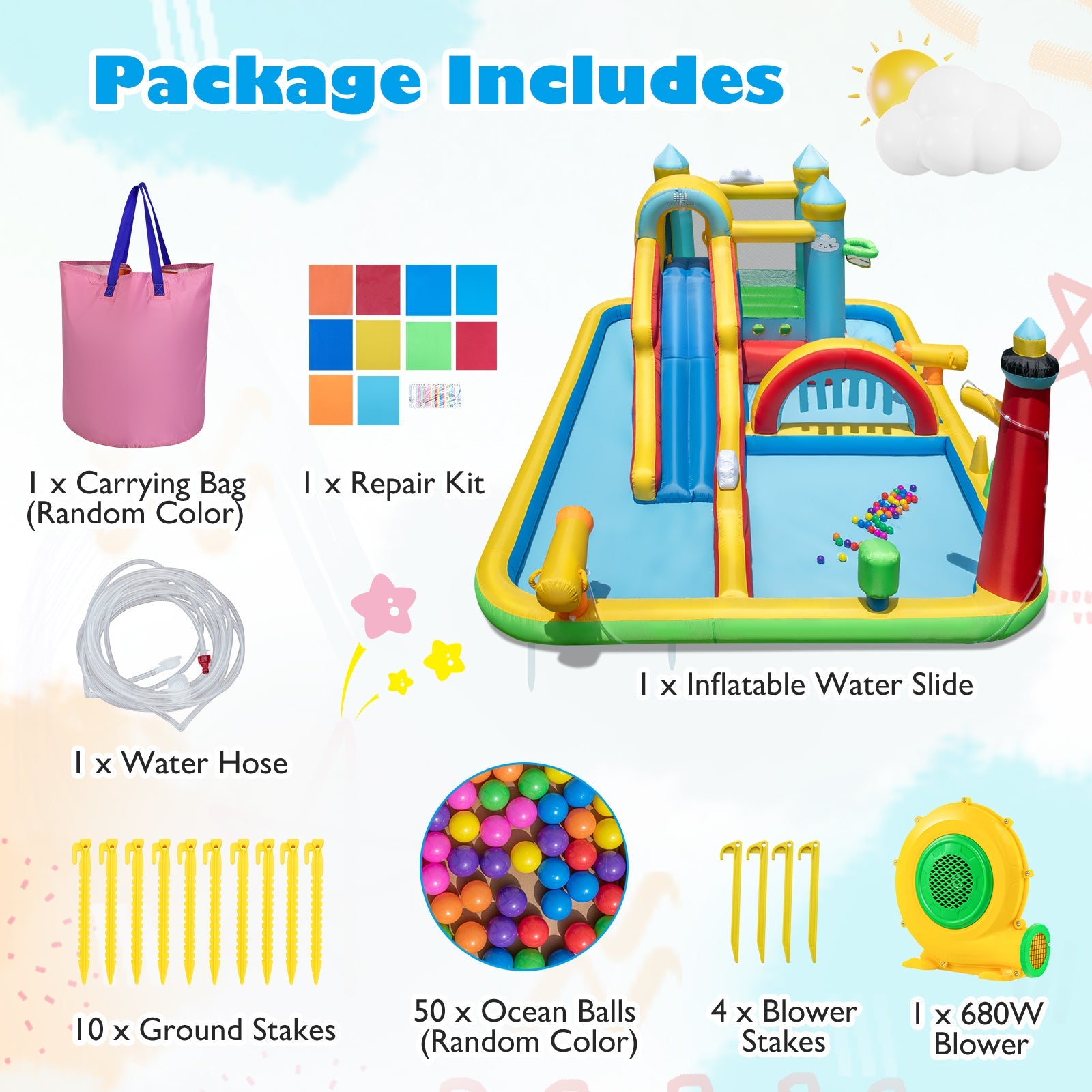 Costway Inflatable Water Slide Jumping Area Climbing Wall 61205588 New