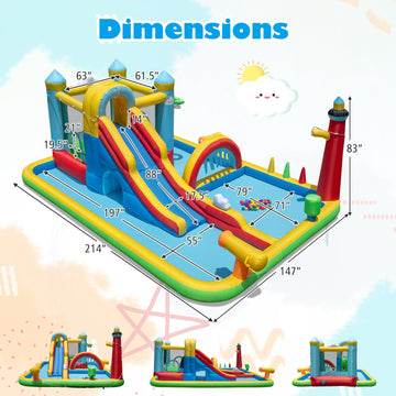 Costway Inflatable Water Slide Jumping Area Climbing Wall 61205588 New