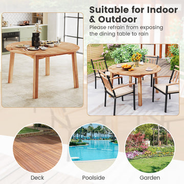 Costway 5-Pc Acacia Wood Patio Dining Set w/ Umbrella Hole 11221443 New