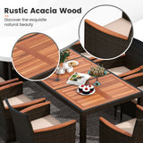 Costway 11-Pc Patio Dining Set w/ 15' Double-Sided Umbrella & 8 Stackable Rattan Chairs 25652813 New