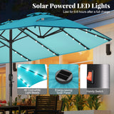 Costway 11-Pc Patio Dining Set w/ 15' Double-Sided Umbrella & 8 Stackable Rattan Chairs 25652813 New