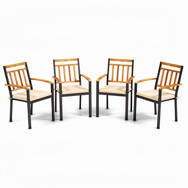 Costway 63" Outdoor Patio Dining Table Set 4 Chairs 32881349 New