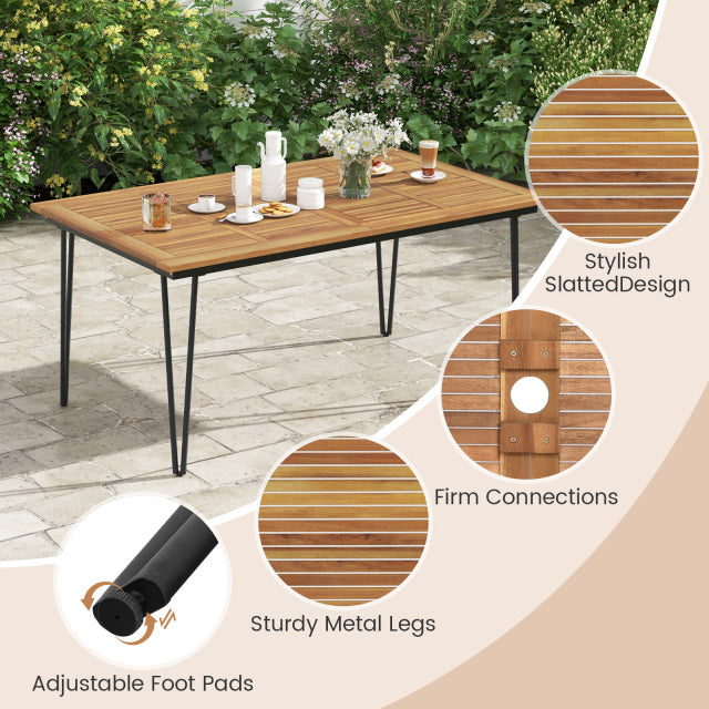 Costway 63" Outdoor Patio Dining Table Set 4 Chairs 32881349 New
