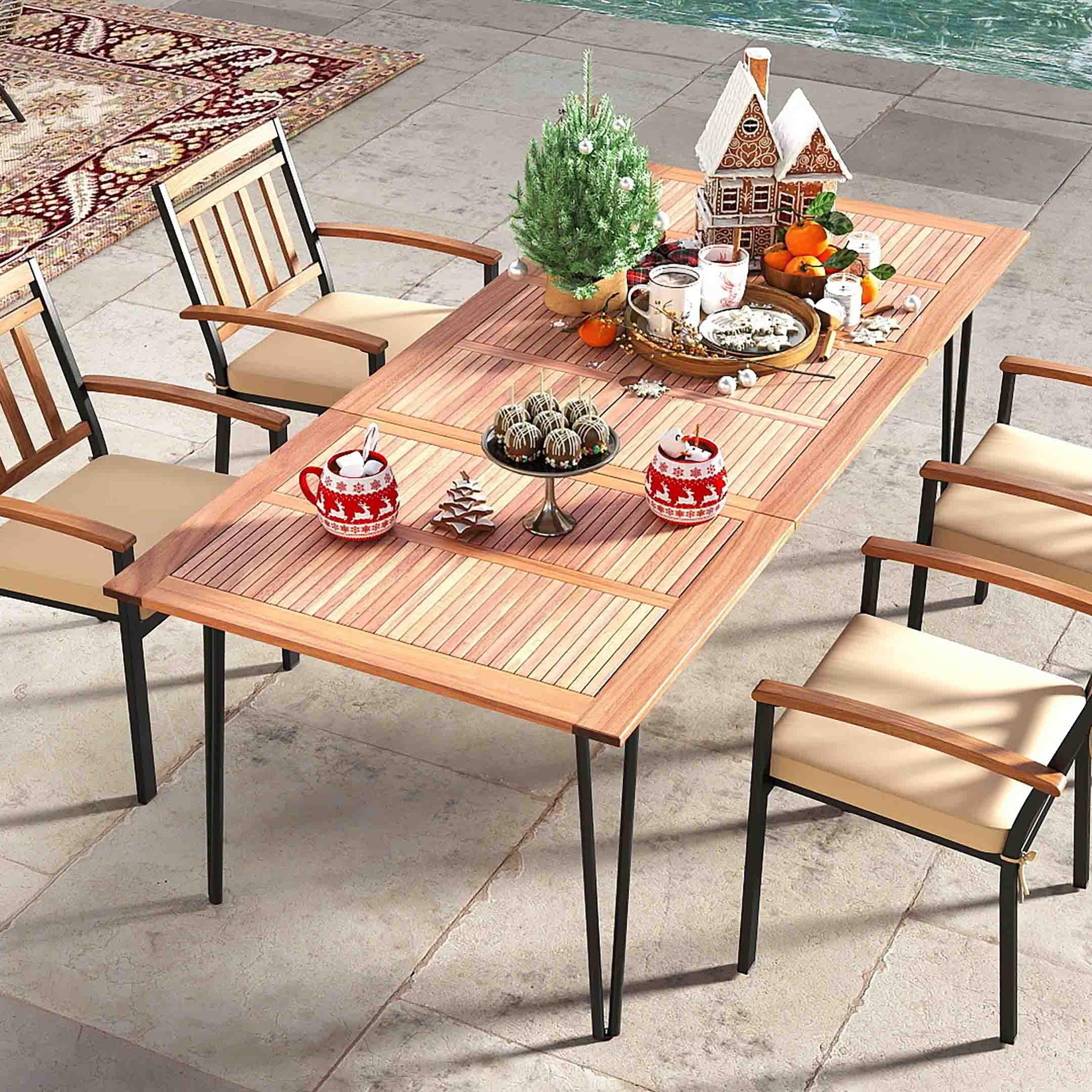Costway 63" Outdoor Patio Dining Table Set 4 Chairs 32881349 New