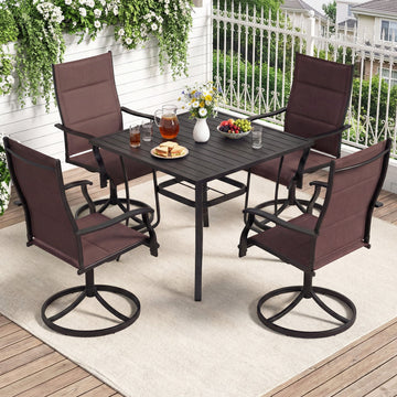 Costway 5-Pc Outdoor Patio Dining Set 4 Swivel Chairs 36" Square Table 80234842 New