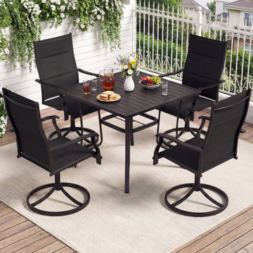 Costway 5-Pc Outdoor Patio Dining Set 4 Swivel Chairs 36" Square Table 80234842 New