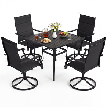 Costway 5-Pc Outdoor Patio Dining Set 4 Swivel Chairs 36" Square Table 80234842 New