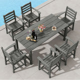 Costway 7-Pc Outdoor Patio Dining Set 67" Rectangle Table w/ 6 Armchairs 48238329 New