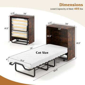 Costway 3-Piece Space-Saving Murphy Bed Teddy Sofa Bookshelf Set 96953075 New