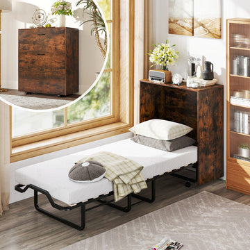 Costway 3-Piece Space-Saving Murphy Bed Teddy Sofa Bookshelf Set 96953075 New