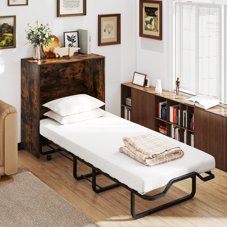 Costway 3-Piece Space-Saving Murphy Bed Teddy Sofa Bookshelf Set 96953075 New