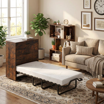 Costway 3-Piece Space-Saving Murphy Bed Teddy Sofa Bookshelf Set 96953075 New