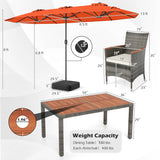 Costway 8-Pc Outdoor Wicker Dining Furniture Set w/ 13.5' Double-Sided Patio Umbrella Orange 23672016 New