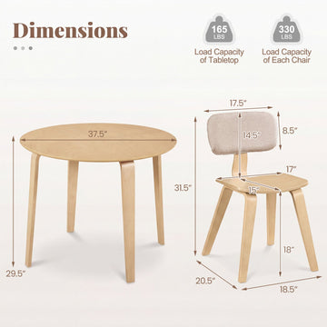 Costway 5-Piece Dining Table Set w/ 4 Padded Chairs & Rubber Wood Round Table 91917551 New