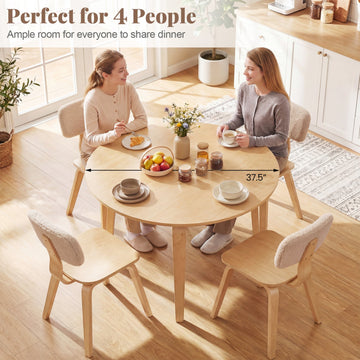 Costway 5-Piece Dining Table Set w/ 4 Padded Chairs & Rubber Wood Round Table 91917551 New