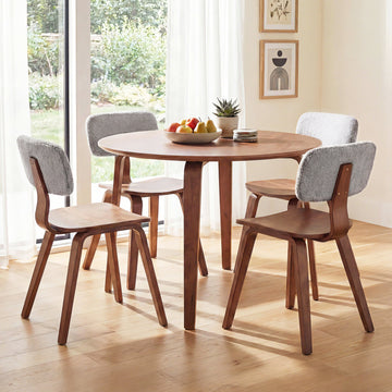 Costway 5-Piece Dining Table Set w/ 4 Padded Chairs & Rubber Wood Round Table 91917551 New