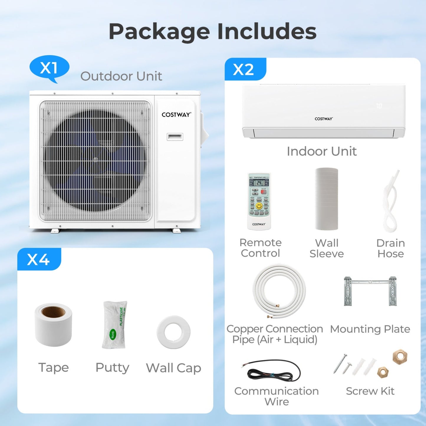 Costway UltrEco 24000 BTU 2 Zone 23 SEER2 Wifi Mini Split Air Conditioner Heat Pump 51076203 New