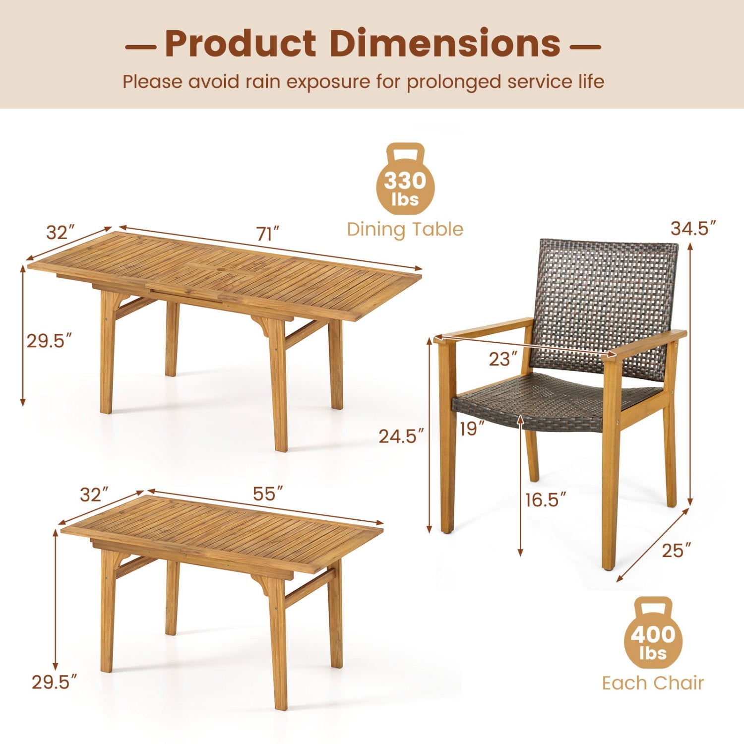Costway 9-Piece Expandable Patio Dining Set Deck Garden 97304680 New