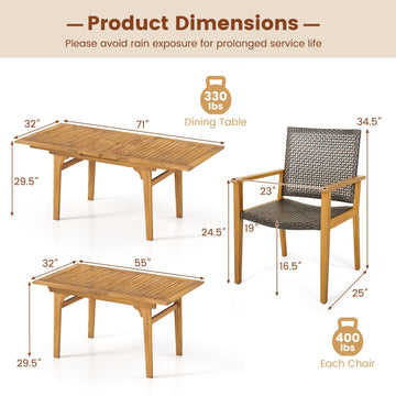 Costway 9-Piece Expandable Patio Dining Set Deck Garden 97304680 New