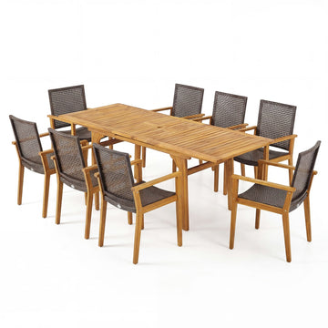 Costway 9-Piece Expandable Patio Dining Set Deck Garden 97304680 New