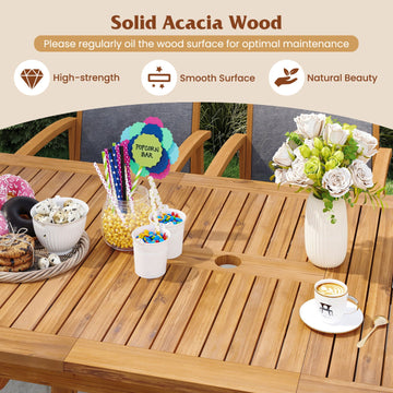 Costway 9-Piece Expandable Patio Dining Set Deck Garden 97304680 New