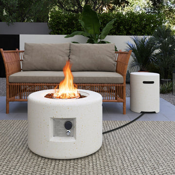 Costway 40,000 BTU Fire Pit Table Set Hideaway Tank Holder 23842231 New