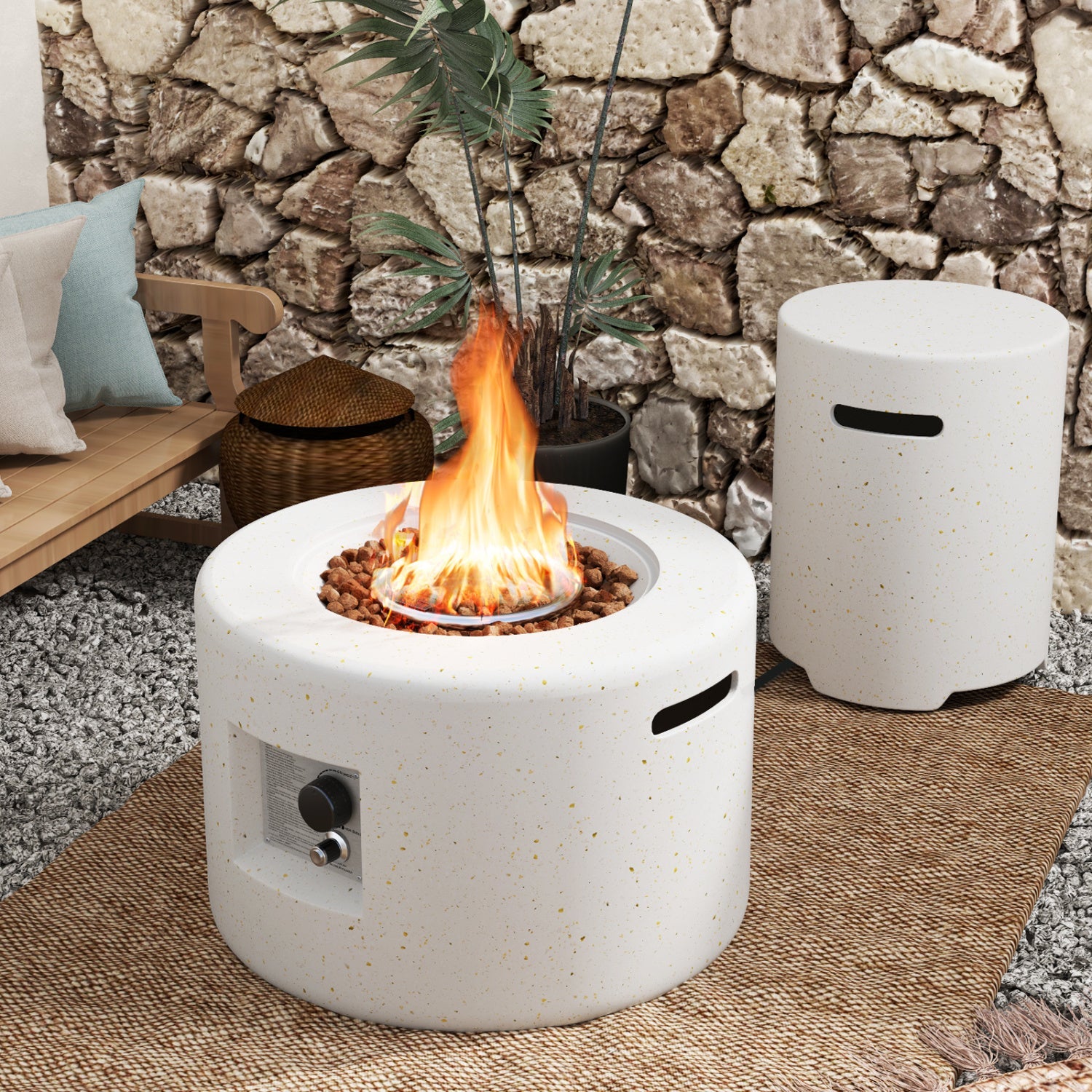 Costway 40,000 BTU Fire Pit Table Set Hideaway Tank Holder 23842231 New