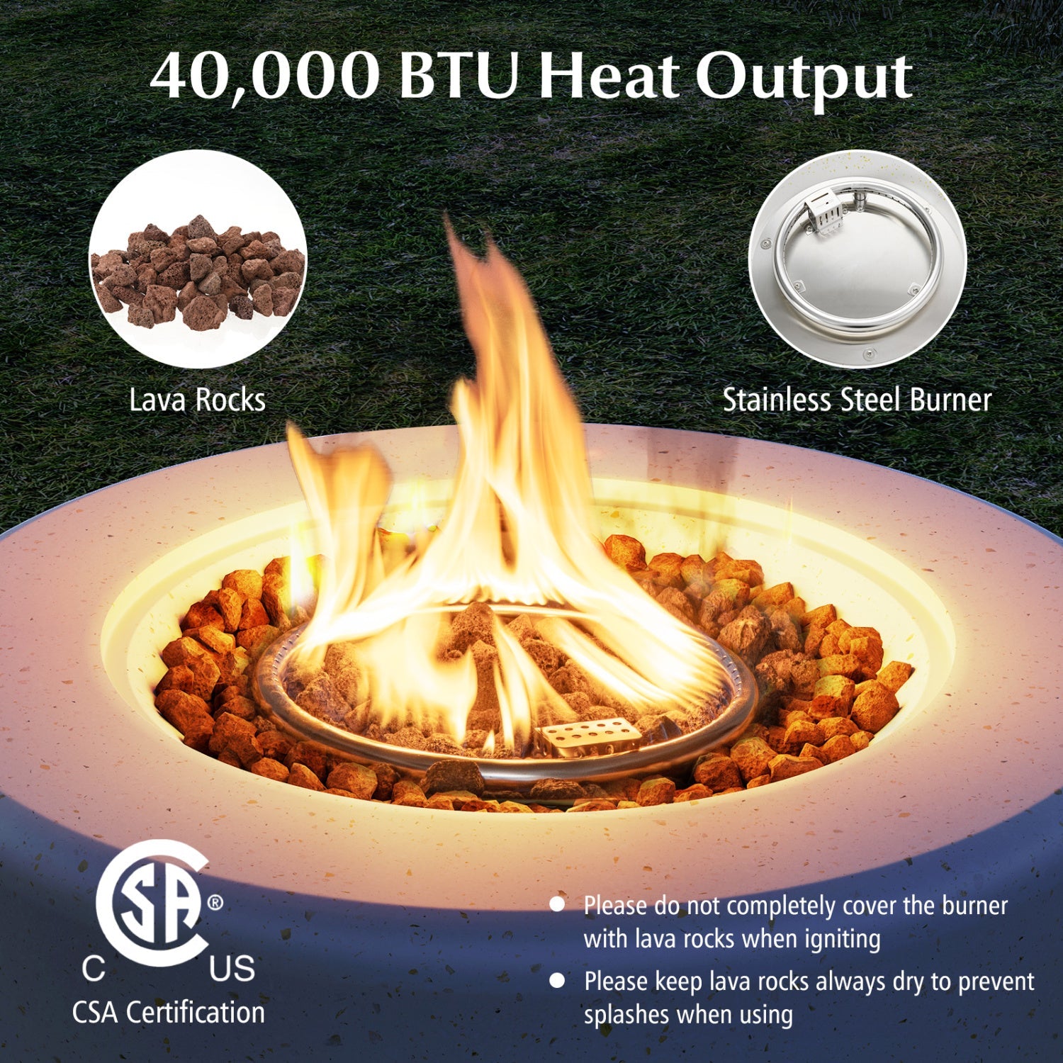 Costway 40,000 BTU Fire Pit Table Set Hideaway Tank Holder 23842231 New