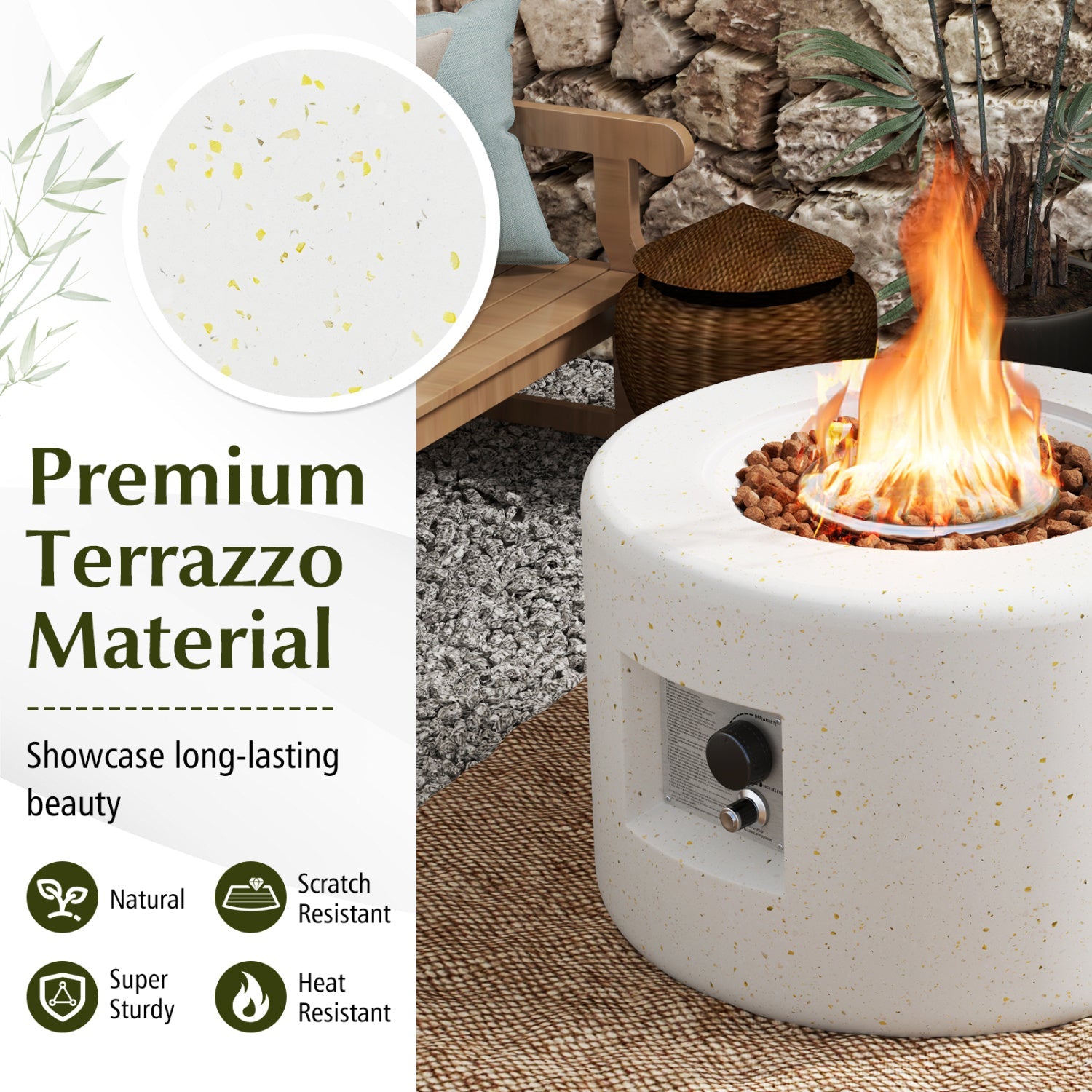 Costway 40,000 BTU Fire Pit Table Set Hideaway Tank Holder 23842231 New