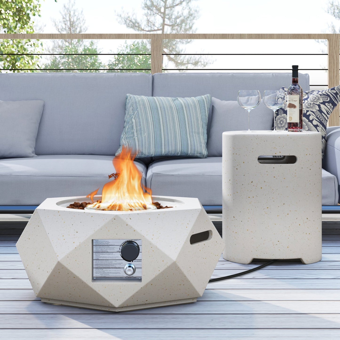 Costway 40,000 BTU Fire Pit Table Set Stainless Steel Burner 19344413 New