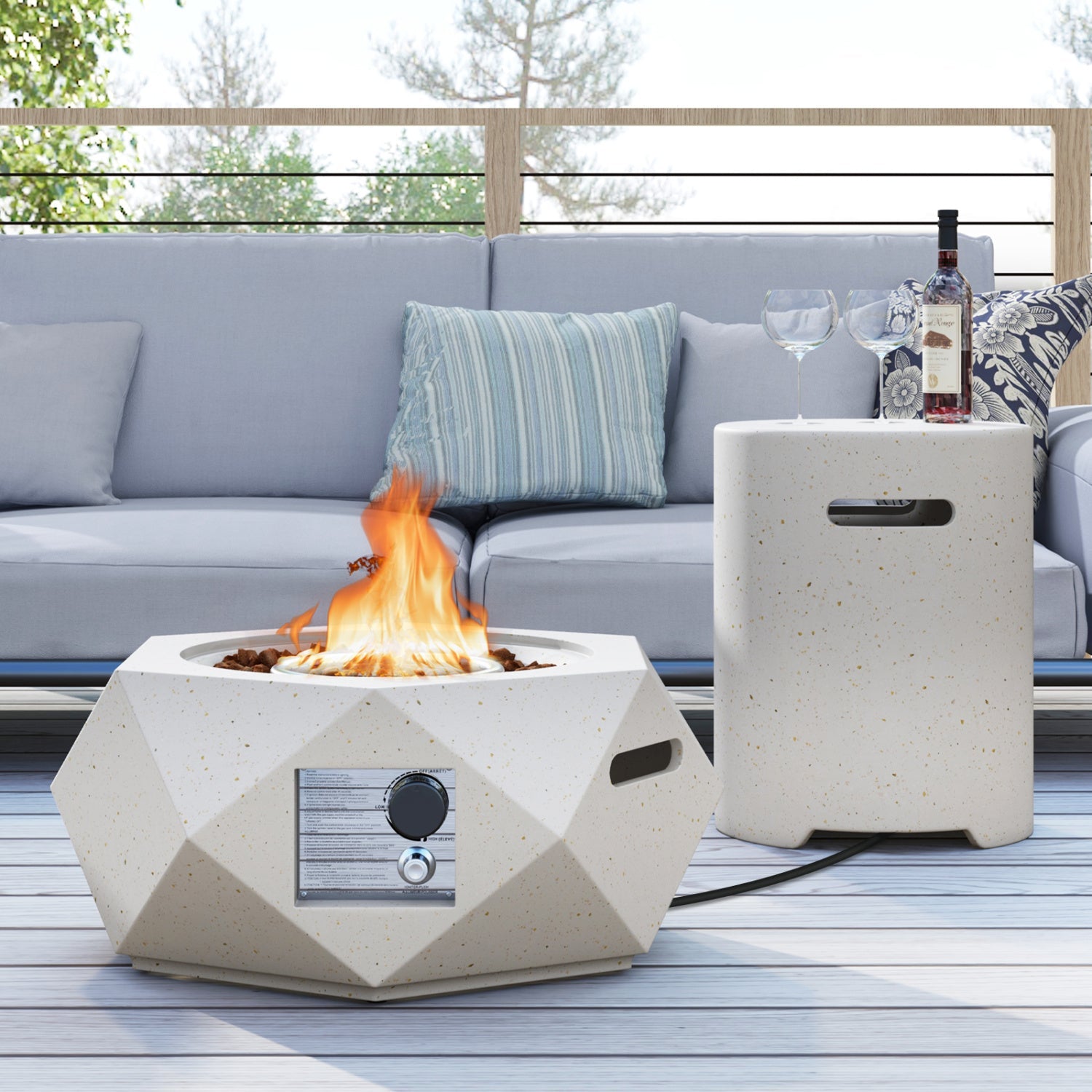 Costway 40,000 BTU Fire Pit Table Set Stainless Steel Burner 19344413 New
