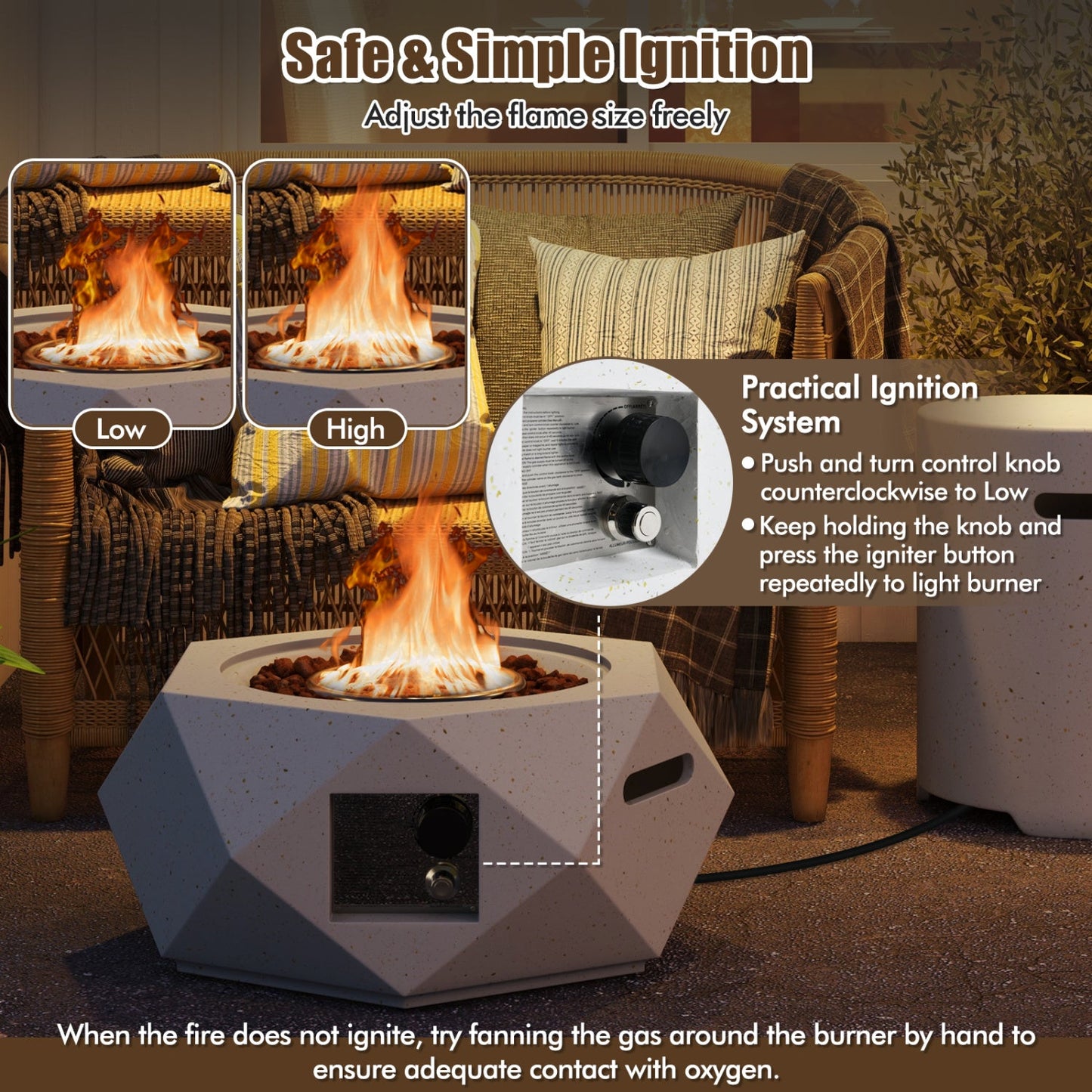 Costway 40,000 BTU Fire Pit Table Set Stainless Steel Burner 19344413 New