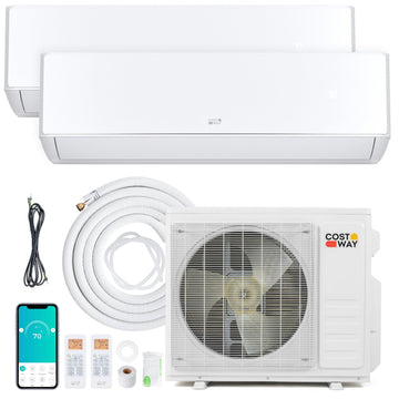 Costway X-Pro 18,000 BTU 2 Zone 24 SEER2 Mini Split AC Heat Pump 12402616 New