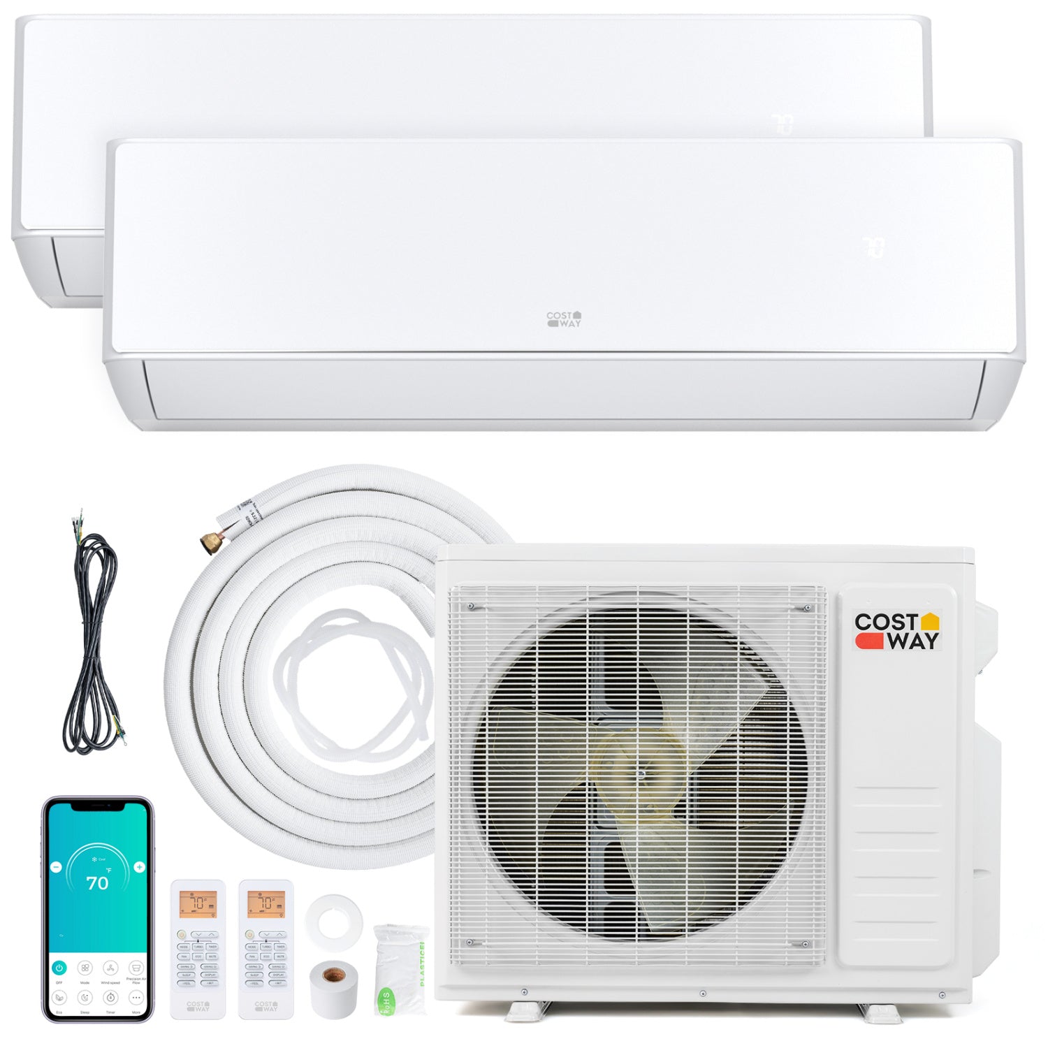 Costway X-Pro 18,000 BTU 2 Zone 24 SEER2 Mini Split AC Heat Pump 12402616 New