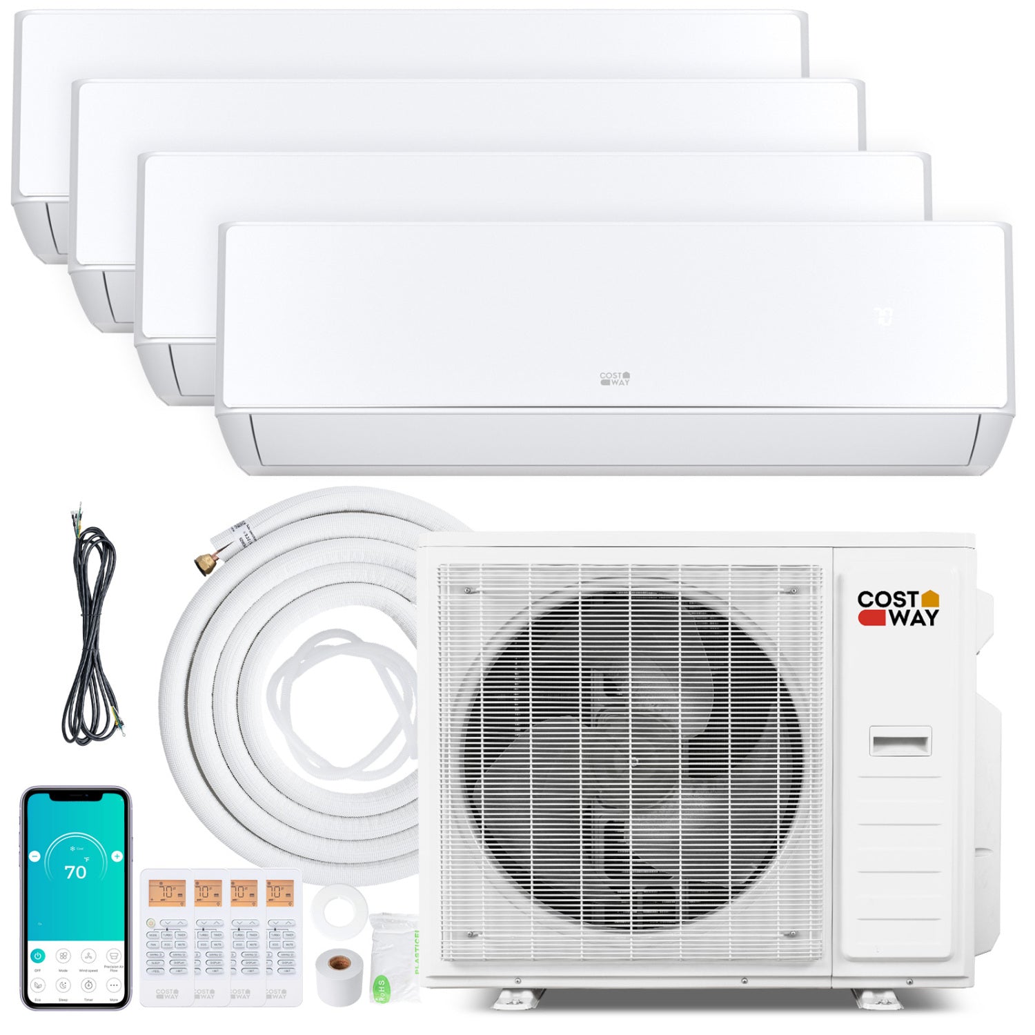 Costway X-Pro 35000 BTU 4 Zone 22.5 SEER2 Mini Split AC Heat Pump 43884902 New