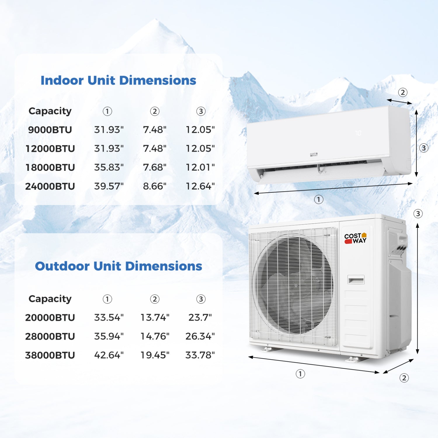 Costway Blast Pro 38000 BTU 3 Zone 20 SEER2 Mini Split AC Heat Pump 29318500 New